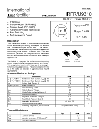 datasheet for IRFU9310 by International Rectifier