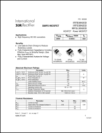 datasheet for IRFSL38N20D by International Rectifier