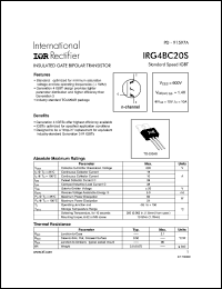 datasheet for IRG4BC20S by International Rectifier