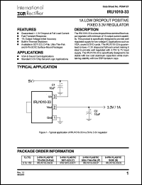 datasheet for IRU1010-33CD by International Rectifier