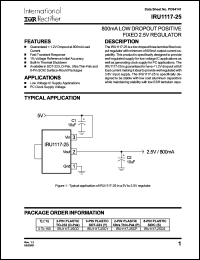 datasheet for IRU1117-25CP by International Rectifier