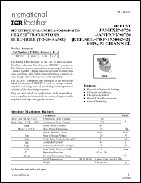 datasheet for IRF130 by International Rectifier