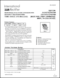 datasheet for IRF330 by International Rectifier