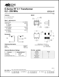 datasheet for ETC3-1TTR by M/A-COM - manufacturer of RF