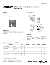 datasheet for ETC1-1T by M/A-COM - manufacturer of RF