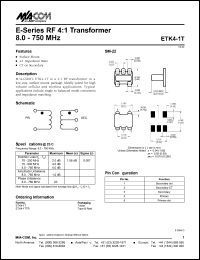 datasheet for ETK4-1TTR by M/A-COM - manufacturer of RF