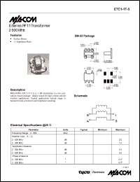 datasheet for ETC1-1T-5 by M/A-COM - manufacturer of RF