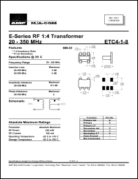 datasheet for ETC4-1-8 by M/A-COM - manufacturer of RF