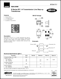 datasheet for ETC4-1T-7 by M/A-COM - manufacturer of RF