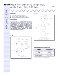 datasheet for AMC-119SMA by M/A-COM - manufacturer of RF