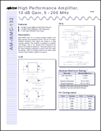 datasheet for AMC-132SMA by M/A-COM - manufacturer of RF
