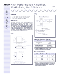 datasheet for AM-136PIN by M/A-COM - manufacturer of RF