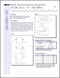datasheet for AMC-138SMA by M/A-COM - manufacturer of RF