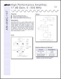 datasheet for AMC-147SMA by M/A-COM - manufacturer of RF