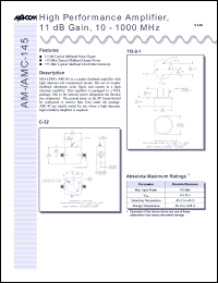 datasheet for AM-145PIN by M/A-COM - manufacturer of RF