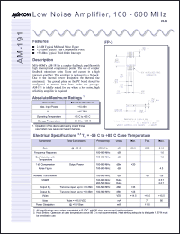 datasheet for AM-191PIN by M/A-COM - manufacturer of RF
