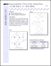 datasheet for AM-151PIN by M/A-COM - manufacturer of RF
