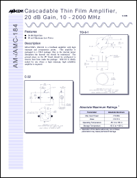 datasheet for AM-184PIN by M/A-COM - manufacturer of RF