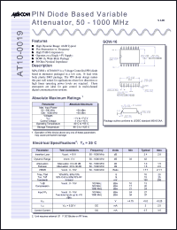 datasheet for AT10-0019TR by M/A-COM - manufacturer of RF
