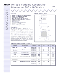 datasheet for MAAVCC0001-TB by M/A-COM - manufacturer of RF