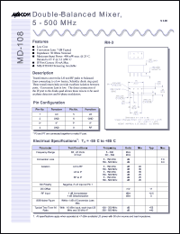 datasheet for MD-108PIN by M/A-COM - manufacturer of RF