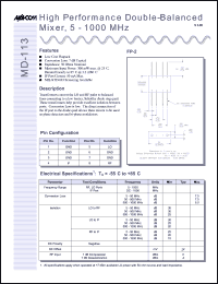 datasheet for MD-113PIN by M/A-COM - manufacturer of RF