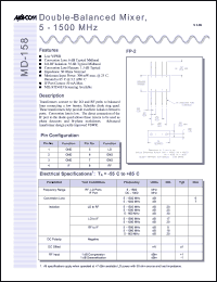 datasheet for MD-158PIN by M/A-COM - manufacturer of RF