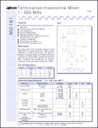 datasheet for MD-161PIN by M/A-COM - manufacturer of RF