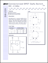 datasheet for SW-229SMA by M/A-COM - manufacturer of RF