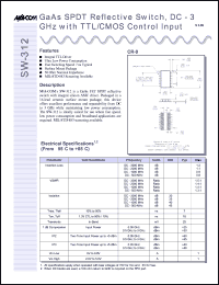 datasheet for SW-312 by M/A-COM - manufacturer of RF