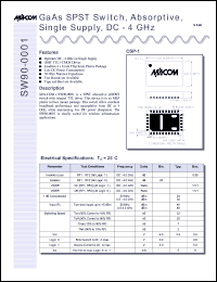 datasheet for SW90-0001-TB by M/A-COM - manufacturer of RF