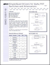 datasheet for SWD-109TR by M/A-COM - manufacturer of RF