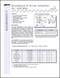 datasheet for MAAMSS0017TR by M/A-COM - manufacturer of RF