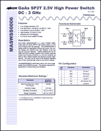 datasheet for MASWSS0006 by M/A-COM - manufacturer of RF