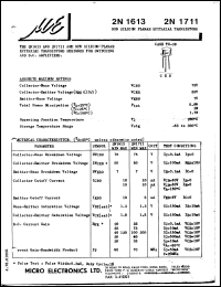 datasheet for 2N1711 by 