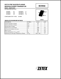datasheet for BCW68H by Zetex Semiconductor