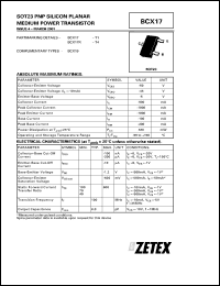 datasheet for BCX17R by Zetex Semiconductor