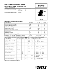 datasheet for BCX19R by Zetex Semiconductor