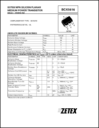 datasheet for BCX5616 by Zetex Semiconductor