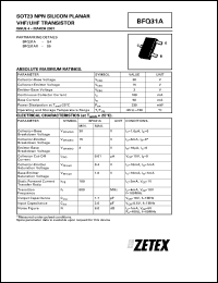 datasheet for BFQ31A by Zetex Semiconductor