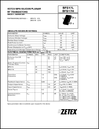 datasheet for BFS17L by Zetex Semiconductor
