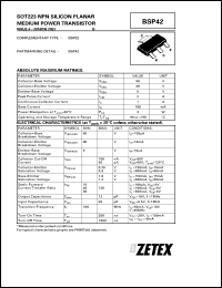 datasheet for BSP42 by Zetex Semiconductor