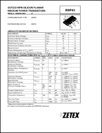 datasheet for BSP43 by Zetex Semiconductor