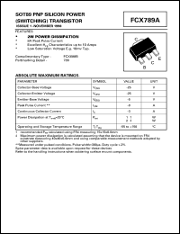 datasheet for FCX789A by Zetex Semiconductor