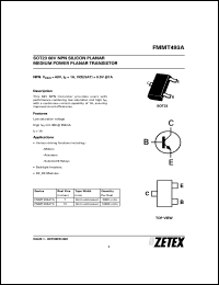 datasheet for FMMT493ATA by Zetex Semiconductor