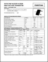 datasheet for FMMT560 by Zetex Semiconductor