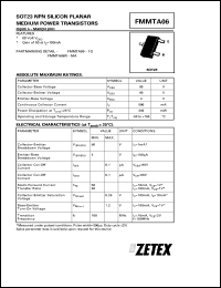 datasheet for FMMTA06 by Zetex Semiconductor