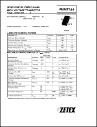 datasheet for FMMTA92 by Zetex Semiconductor