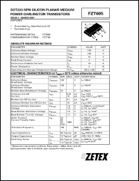 datasheet for FZT605 by Zetex Semiconductor