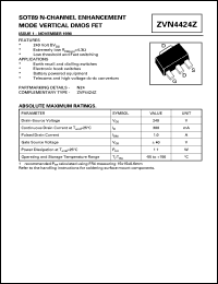 datasheet for ZVN4424Z by Zetex Semiconductor